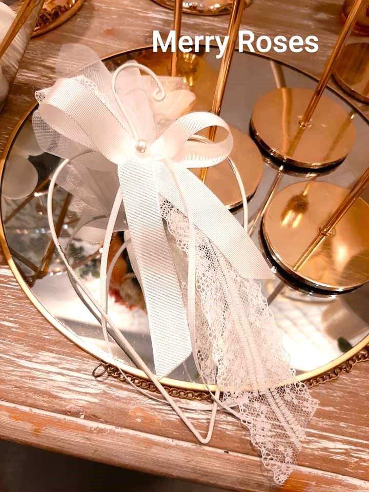 Μπομπονιέρα Γάμου Καρδιά Vintage Λευκή Μεταλλική - Image 7