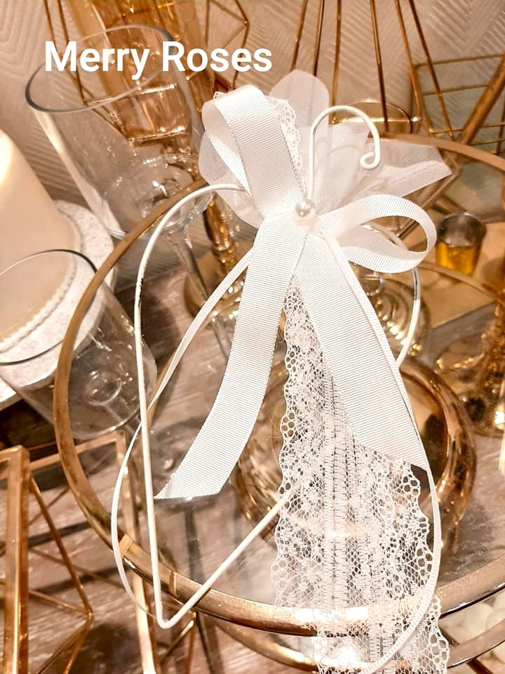 Μπομπονιέρα Γάμου Καρδιά Vintage Λευκή Μεταλλική - Image 6