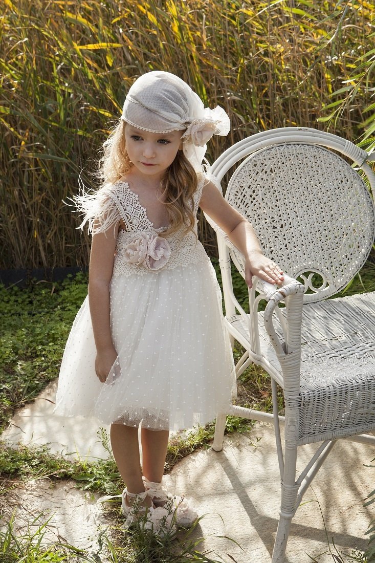 Ρομαντικό Φόρεμα Βάπτισης με πουα Iwed.gr