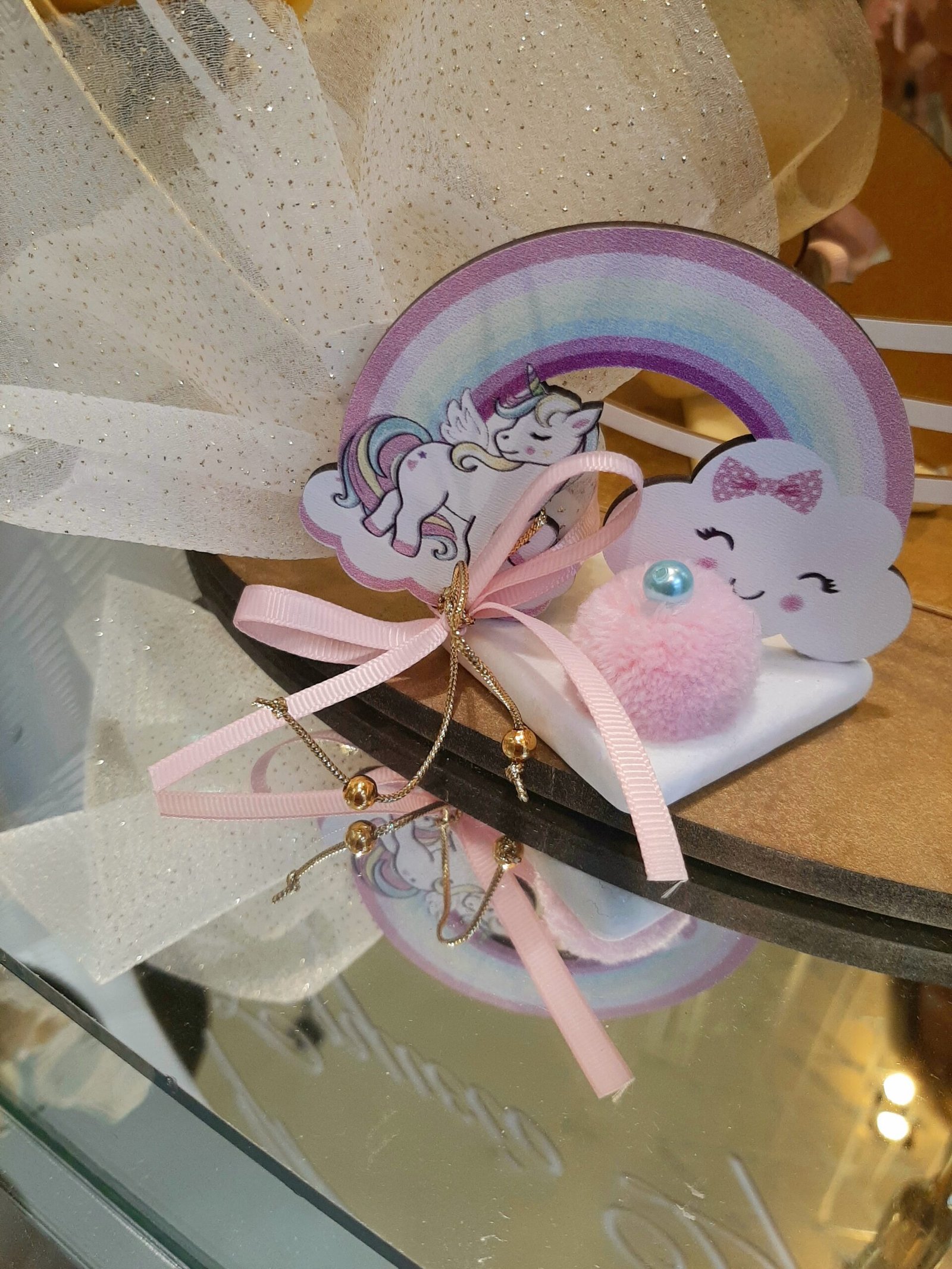 Μπομπονιέρα βάπτισης Μονόκερος με Ουράνιο Τόξο - Image 3