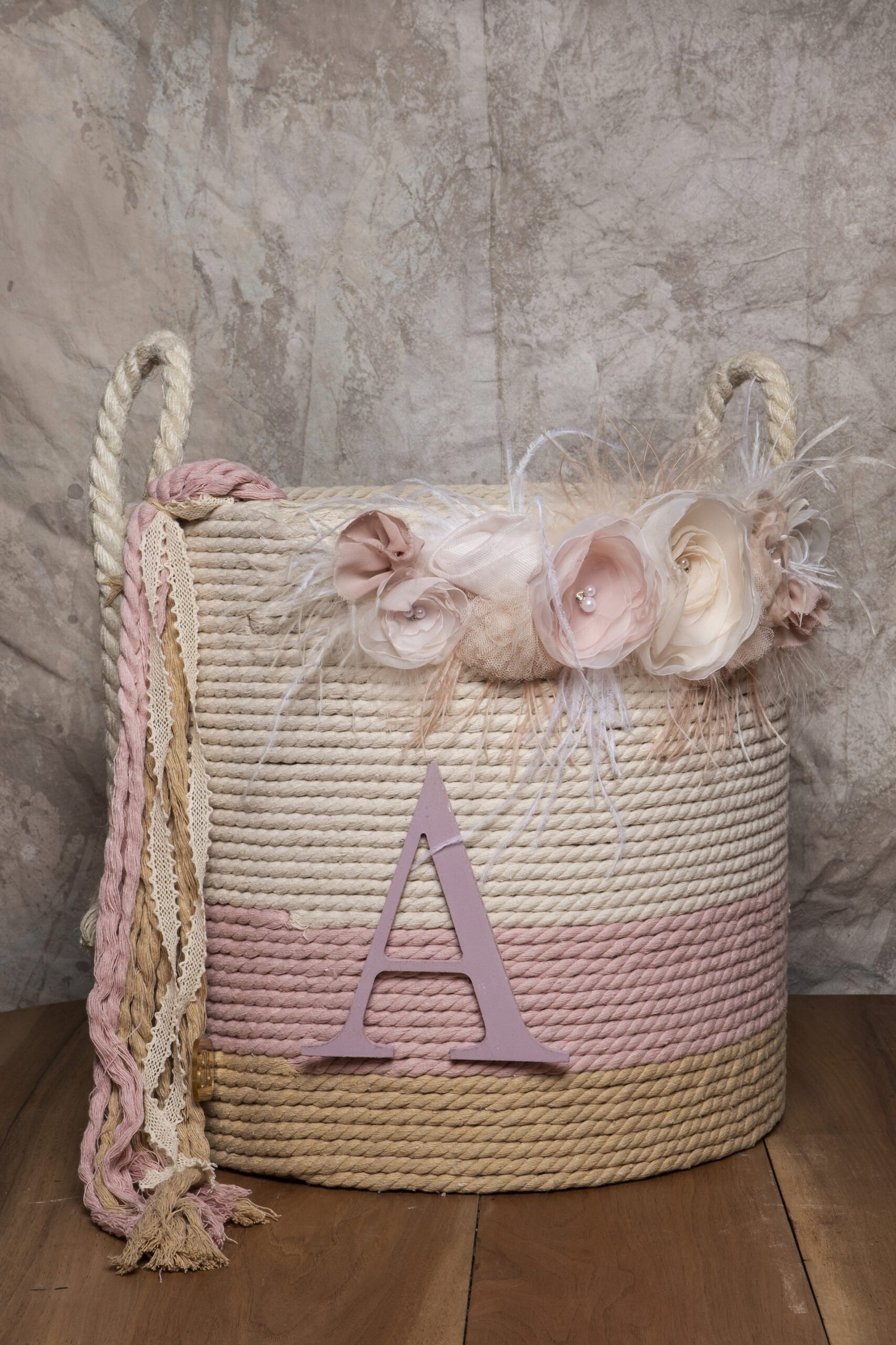 Σετ βάπτισης Boho με Μονόγραμμα και Λουλούδια - Image 4