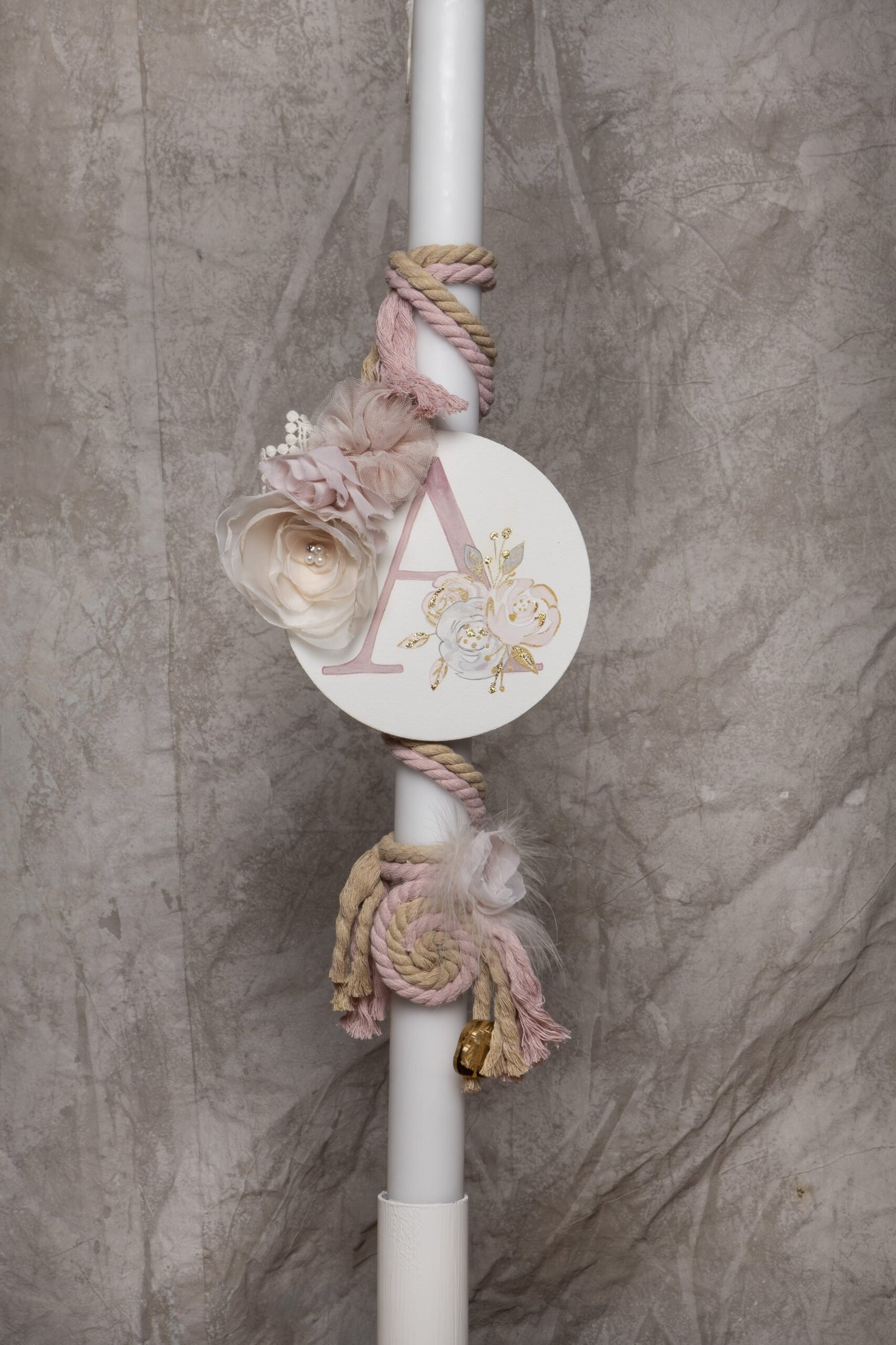 Σετ βάπτισης Boho με Μονόγραμμα και Λουλούδια - Image 5