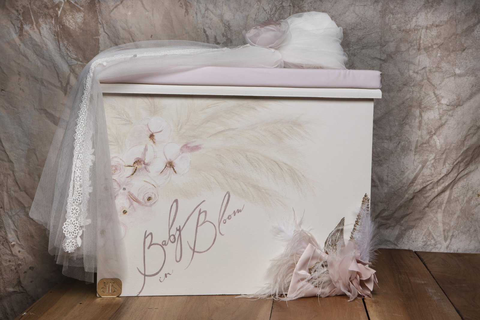 Ρομαντικό Σετ Βάπτισης με χειροποίητα λουλούδια - Image 4