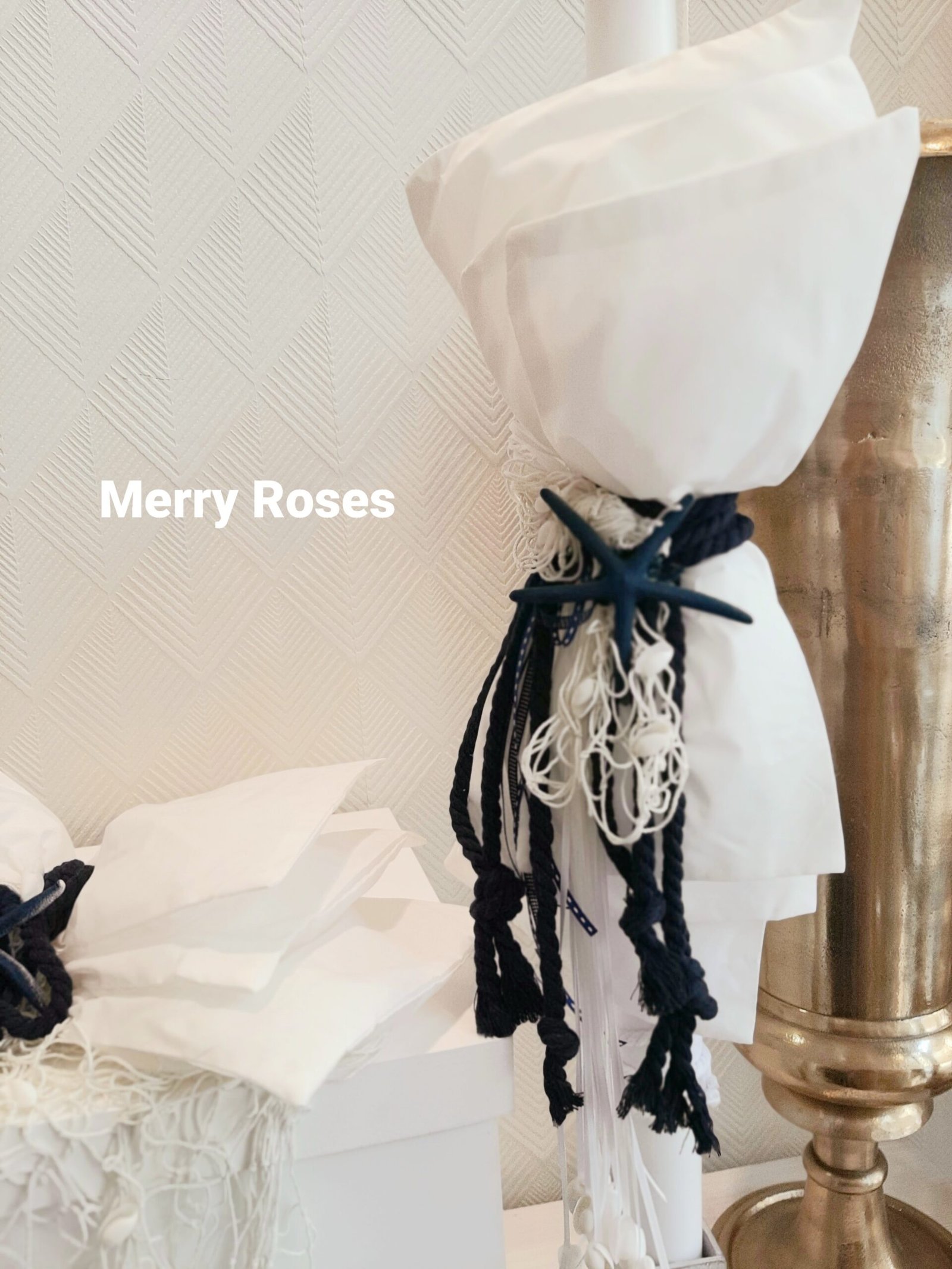 Σετ Βάπτισης με Αστερία & Κοχύλια σε Λευκό και Μπλέ. - Image 4