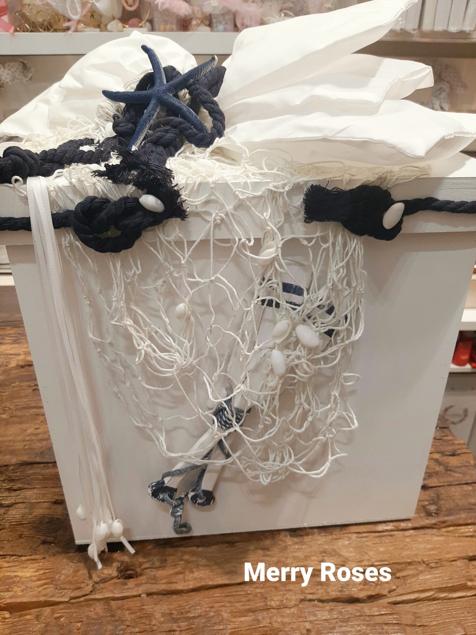 Σετ Βάπτισης με Αστερία & Κοχύλια σε Λευκό και Μπλέ. - Image 2