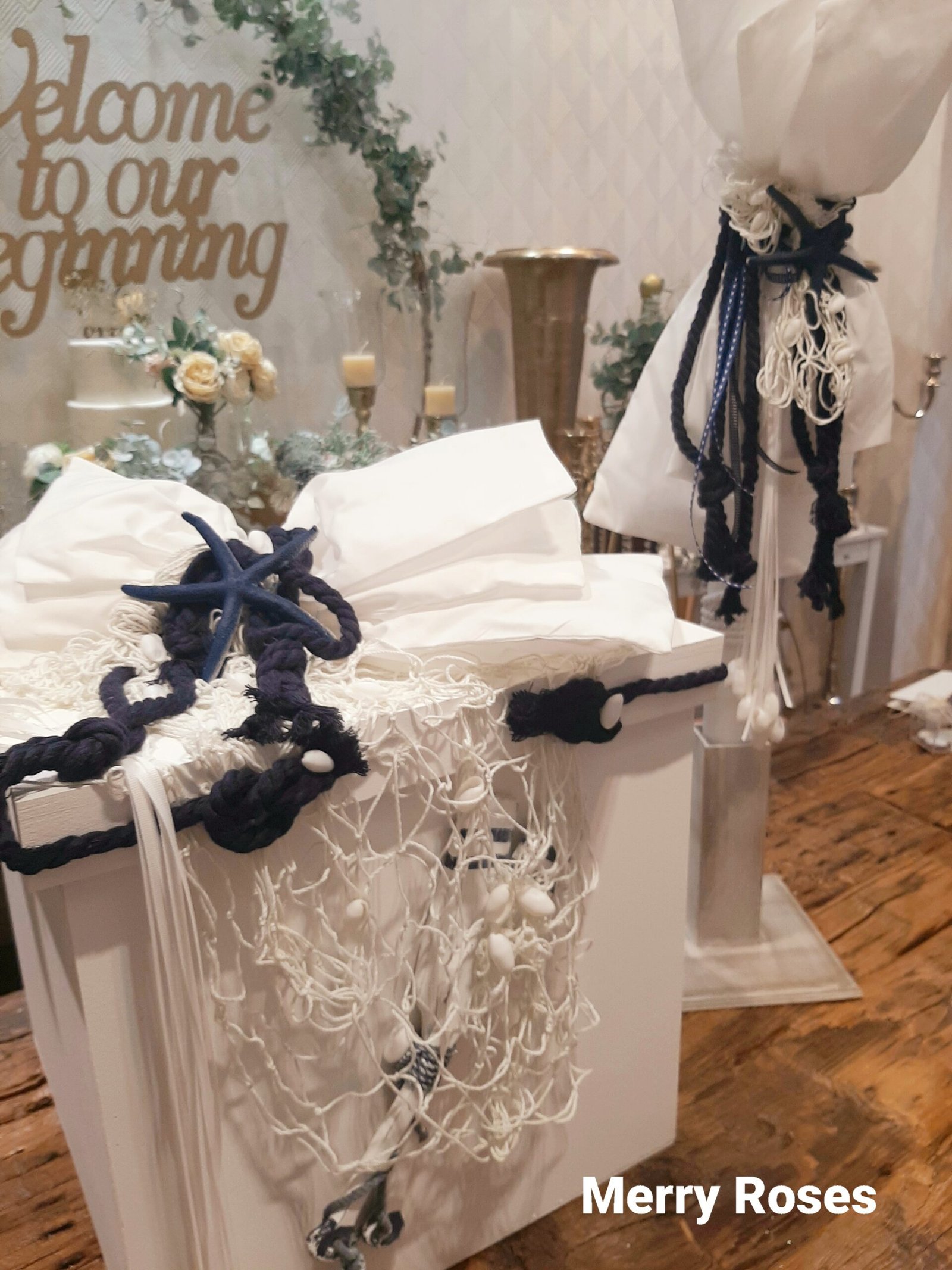 Σετ Βάπτισης με Αστερία & Κοχύλια σε Λευκό και Μπλέ. - Image 3