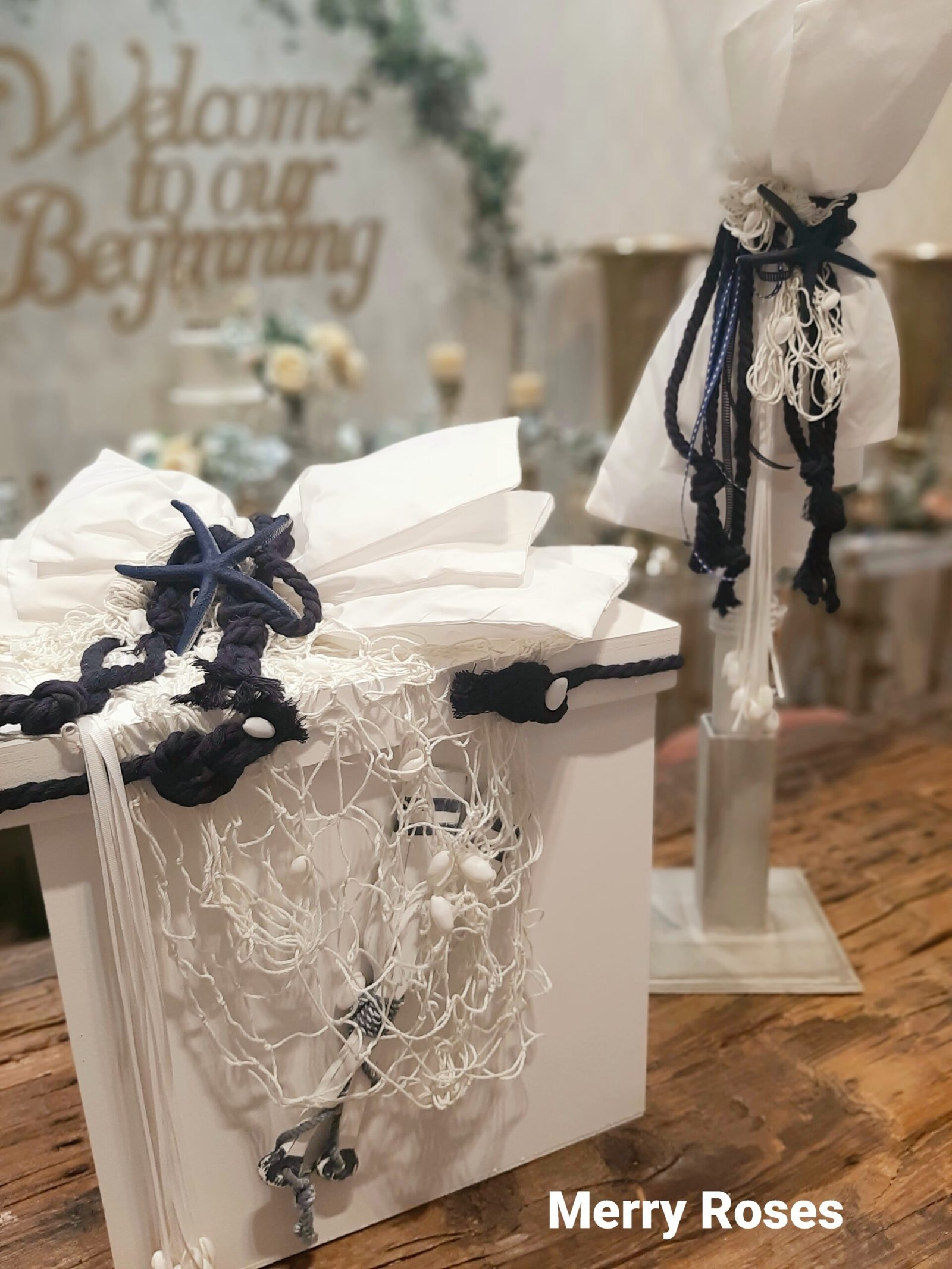 Σετ Βάπτισης με Αστερία & Κοχύλια σε Λευκό και Μπλέ.