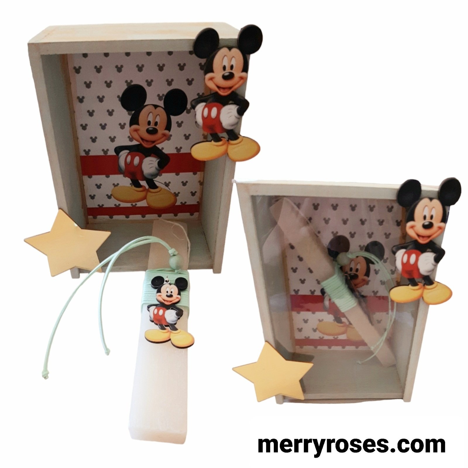 Πασχαλινό σετ2/λαμπάδας Μίκυ σε θεματικό ξύλινο κουτί/Σετ2/25.35.00