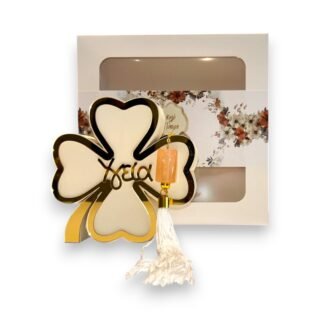 Διακοσμητικό Ξύλινο Τριφύλλι με Γούρι 26.13.00 - Επιτραπέζιο Στολίδι με Θήκη Δώρου 26.14.50