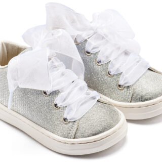 Sneaker απο Ύφασμα και Δέσιμο Κορδέλα BW4864 Ασημί