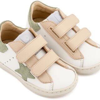 Τρίχρωμο Sneaker Διπλό Χρατς EXC5316  Λευκό Εκρού Μέντα