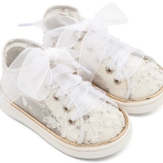 Sneaker απο Ύφασμα Φιλντιρέ Λουλούδια LU6129 Λευκό