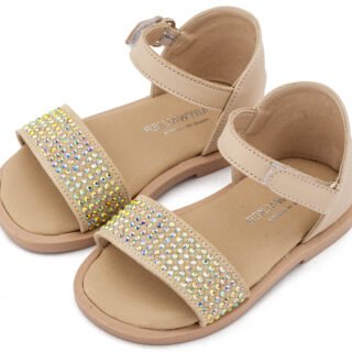 Πέδιλο Διακοσμημένο με Στρας Μπεζ