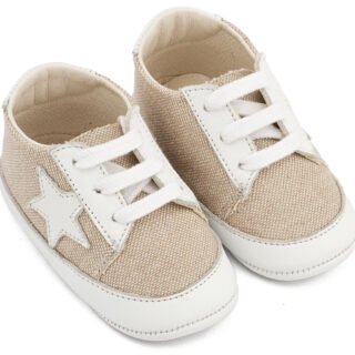 Υφασμάτινο Δετό Sneaker  MI1135 Μπεζ Λευκό