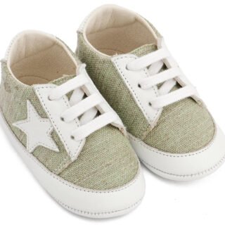 Υφασμάτινο Δετό Sneaker  MI1135 Φυστικί Λευκό